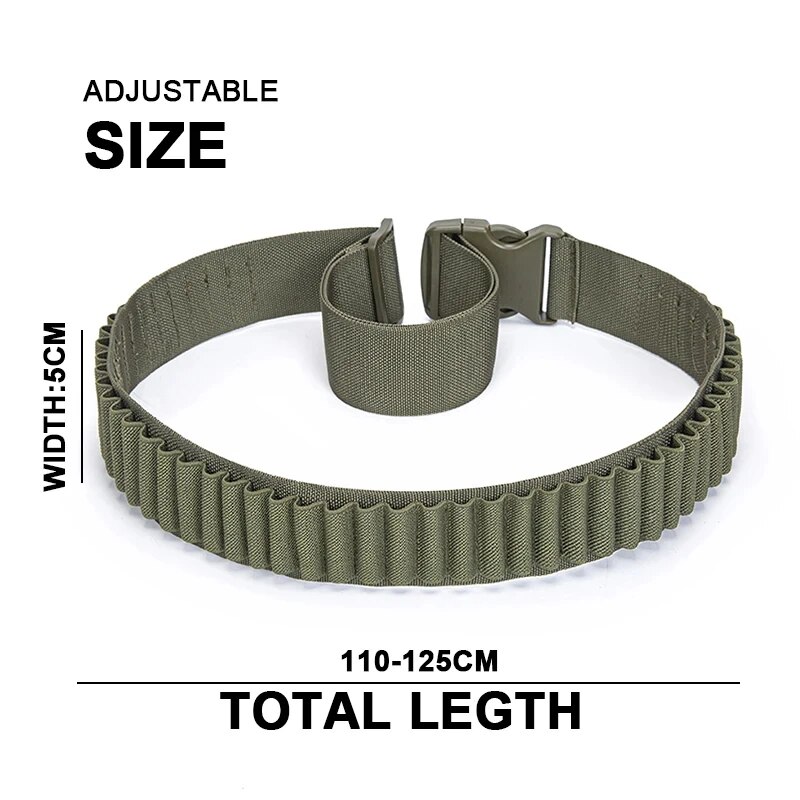 50 Rounds Rifle Bullet Cartridge Bandolier 556 Ammo Belt Shell Holder Hunting Sporting Shooting for 308 Cal. 30-06 .762 AK. 