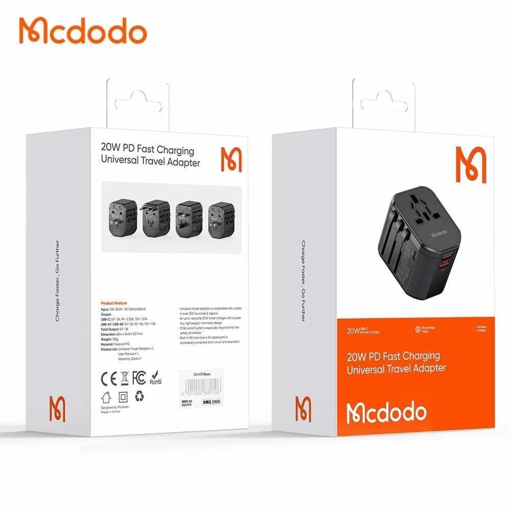 Mcdodo CP-3471 20W PD Fast Charging Universal Travel Adapter. 
