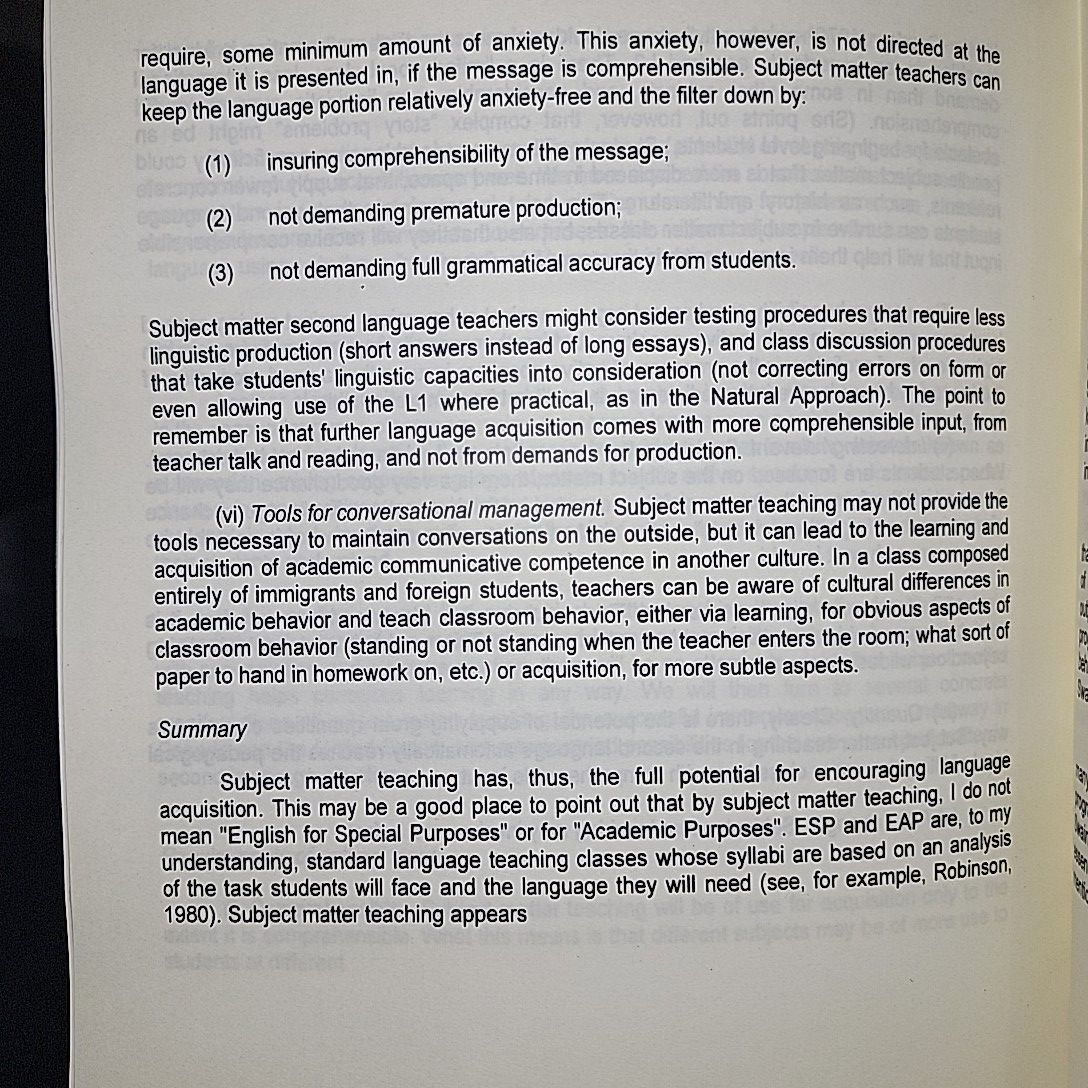 Pinciples And Practice In Second Language Aquisition By Stephen D. Krasgen. 