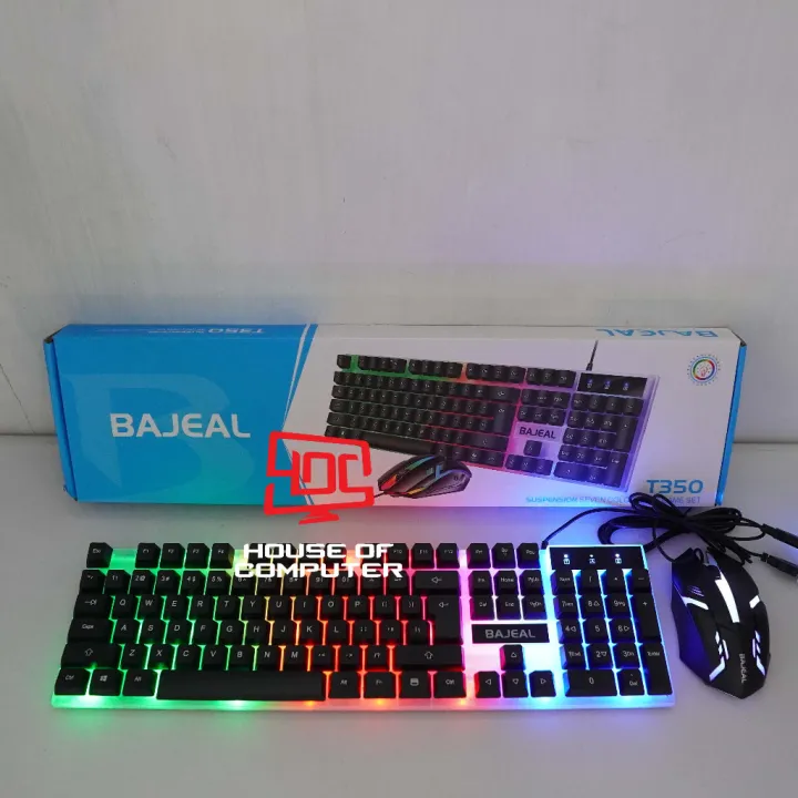 BAJEAL T350 COMBO GAMING LIGHTING KEYBOARD MOUSE SET. 