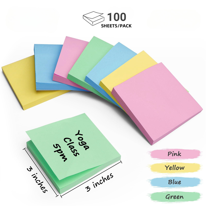 Soft Colors Sticky Note Pads, 3×3'' Self-stick Memo Pads, Super Adhesive Sticky Notes, Perfect for Office, Home, School, Meeting. 