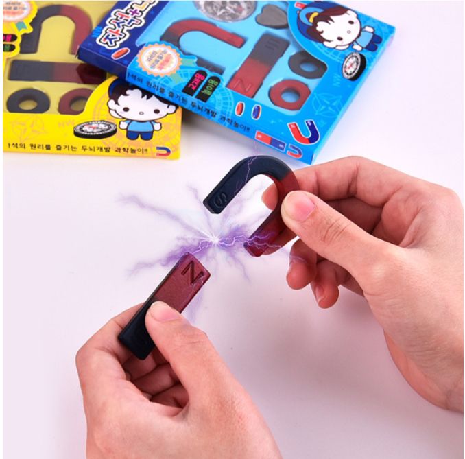 Kids Educational Magnet Set With Bar Ring U-shaped Magnets Science Experiment Kits Physics Labs for School. 