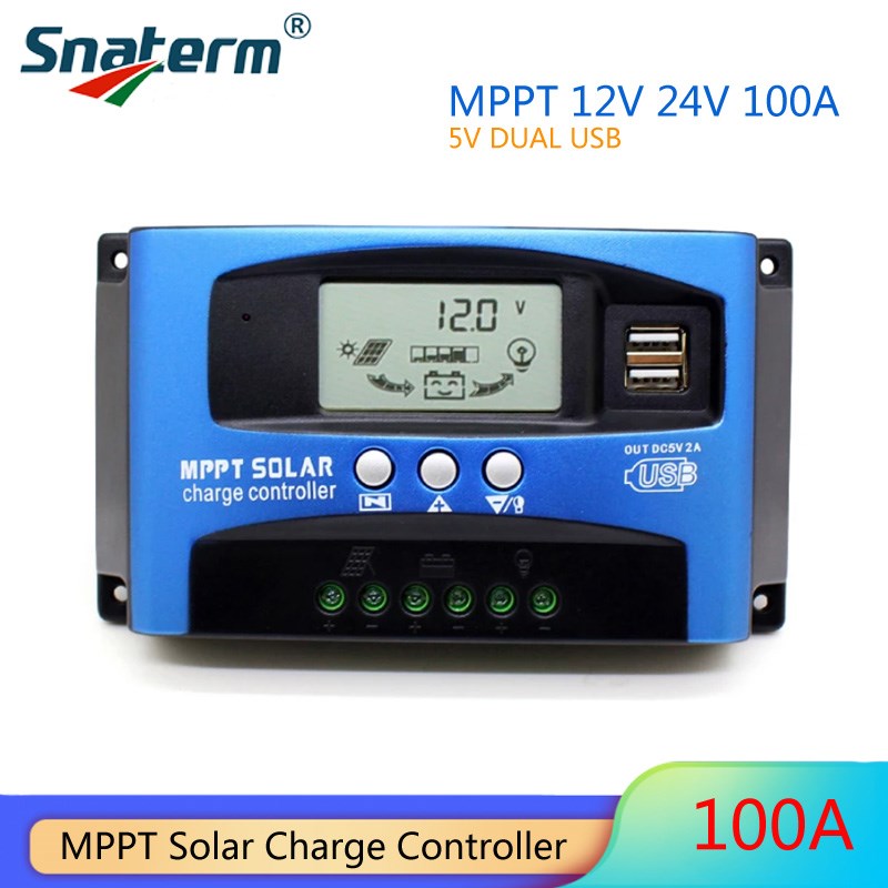 MPPT 30A 40A 50A 60A 100A Solar Charge Controller 12V/24V Solar Panel Battery Regulator Charge Controller Dual USB 5V2A Home use