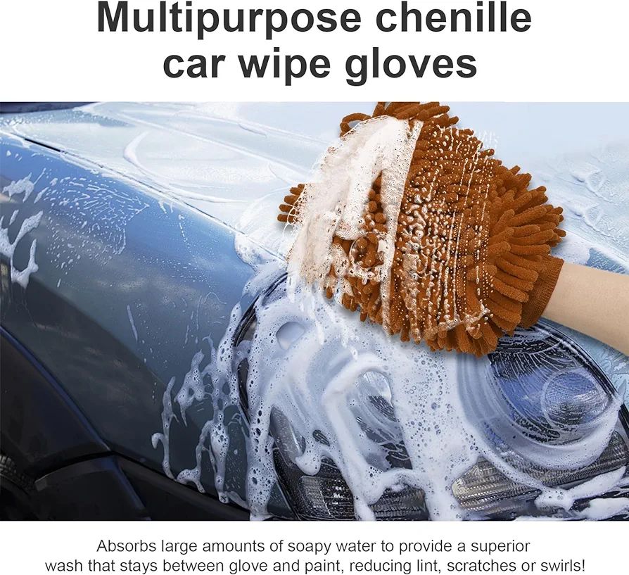 Premium Quality Microfiber Car/Bike Washing Gloves - Brown