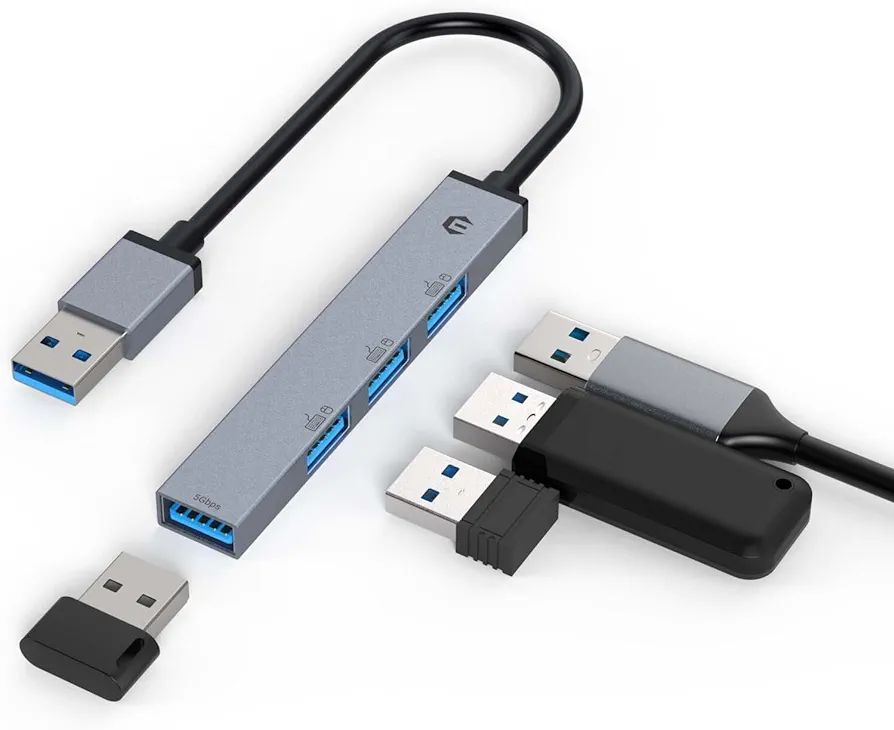 USB C Hub, TOTU Premium 4-Port USB A Hub, Featuring a Single Rapid 5Gbps USB 3.0 Port, and 3 High-Speed USB 2.0 Connectors for Seamless Integration Across Windows, Linux, Chrome OS Devices. 