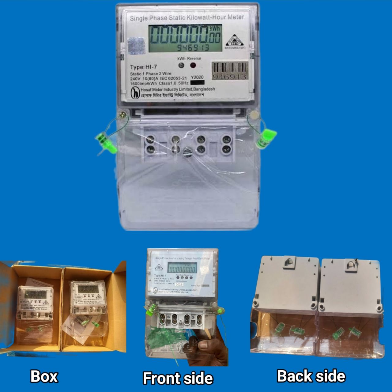 Hosaf Electric Sub meter 1Phase 2 wire 240v 10A 1600 imp/KWh Class 1.0  50Hz