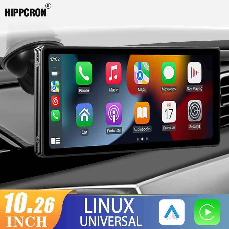 Hippcron 10.26” CarPlay Android Auto Car Radio Multimedia Video Player IPS Touch Screen With AUX USB Rearview Camera. 