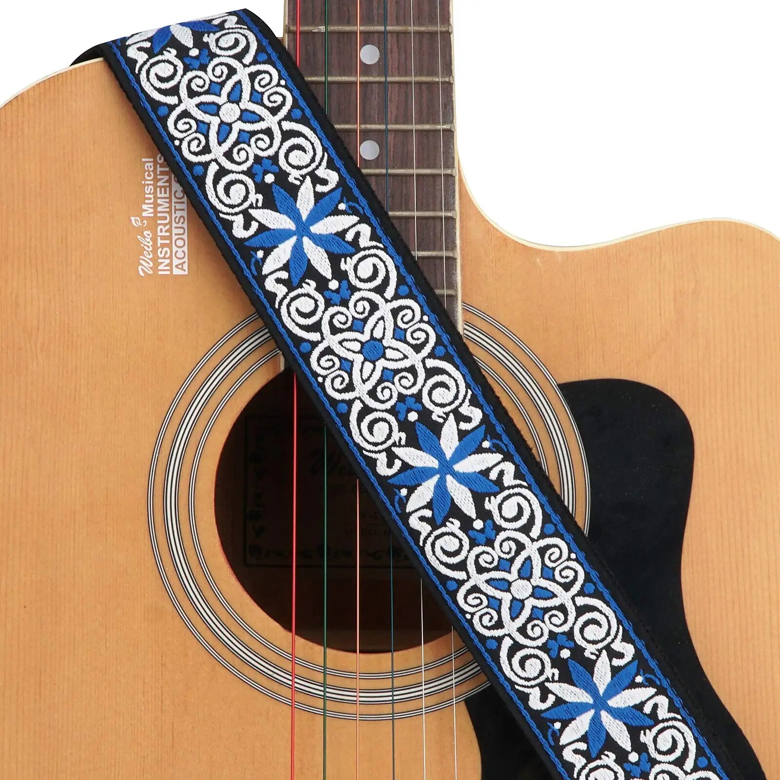 10Pcs Guitar Strap, Electric Guitars and Bass, Jacquard Weave Embroidered Adjustable Strap Includes 5 Picks and Pick Pocket. 