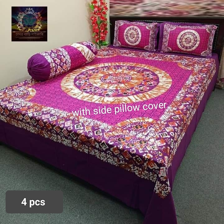 Cozy and Comfortable Twill Panel Cotton Double Size Bed Sheet (7.5×8.5) Feet for King Size Beds - Matching Pillow Covers - Ultimate Bedding Comfort. 