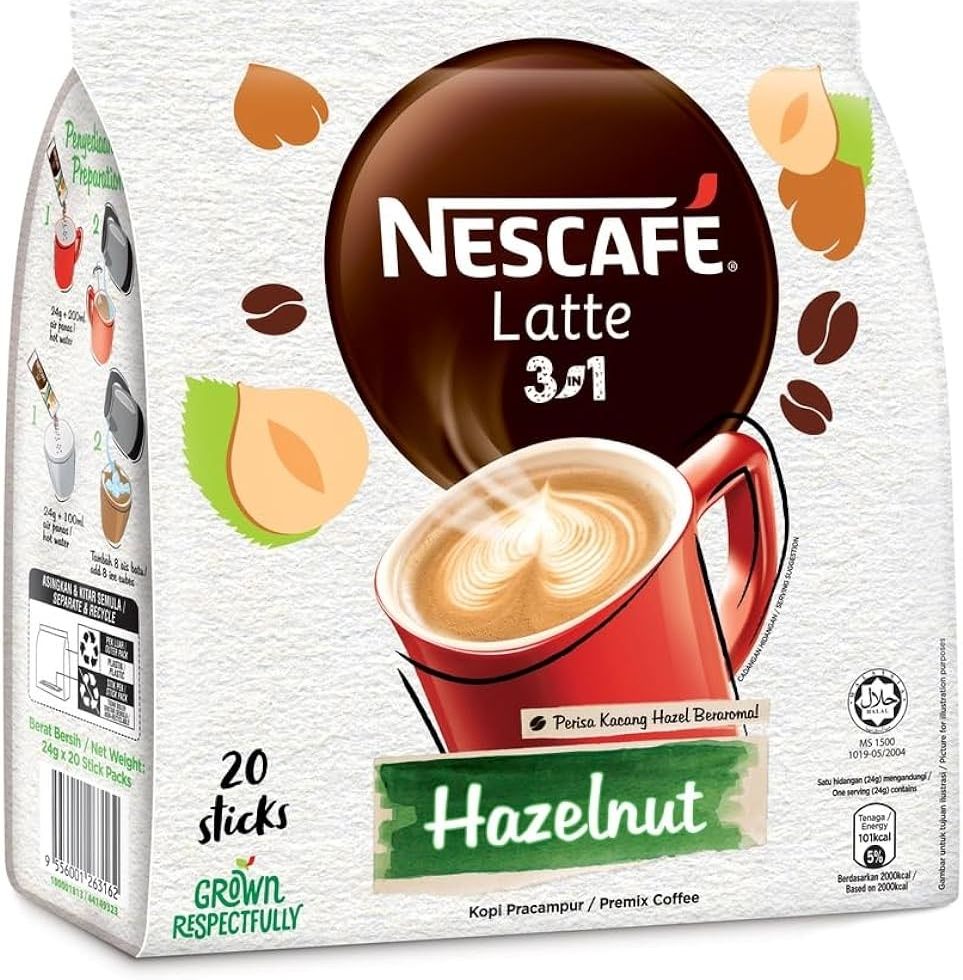 Nescafe Hazelnut Latte 3-in-1 coffee. 