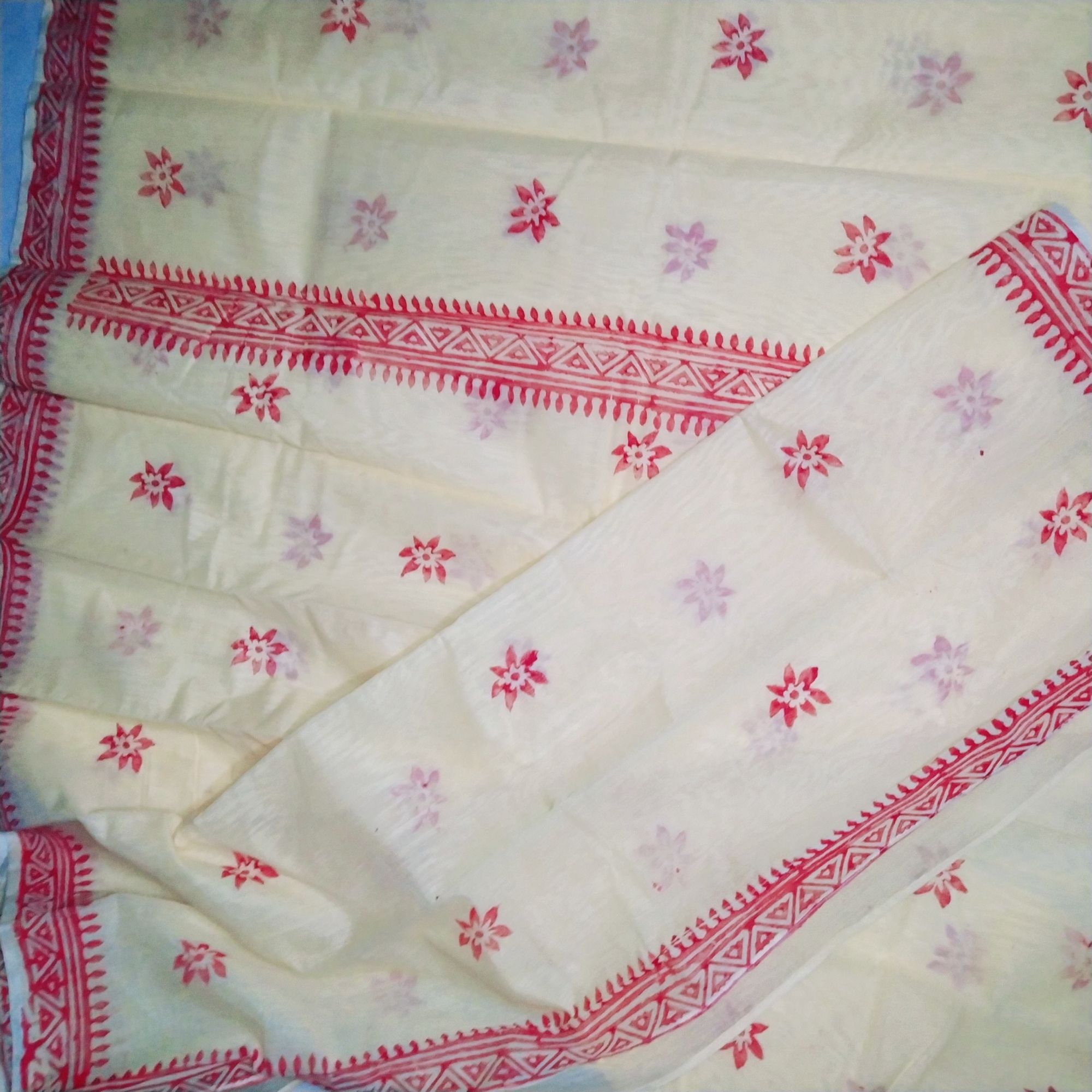 Pooja Special block saree. 