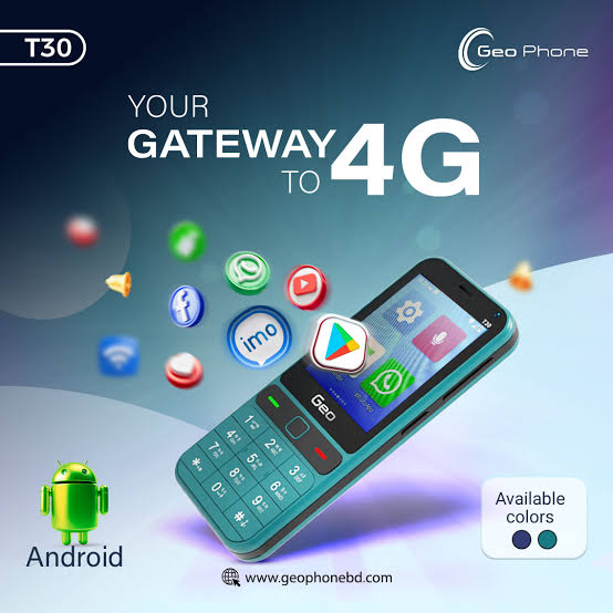 Geo T30 Dual Sim Facebook, tiktok, what’s app, messenger, YouTube, Feature phone. 