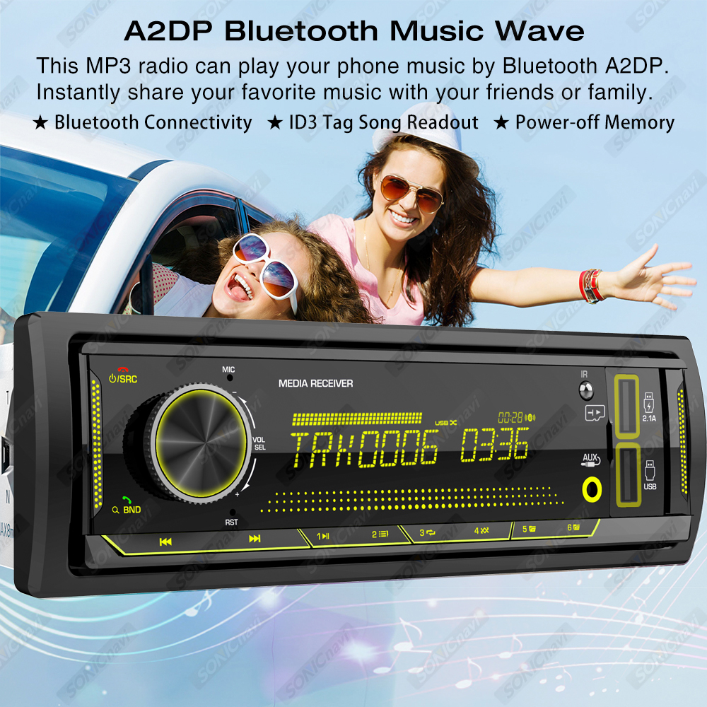 AKAMATE 1Din Car Radio MP3 Player Audio Multimedia FM Radio Bluetooth EQ Tuner with LCD Displays Support AUX USB TF Card. 