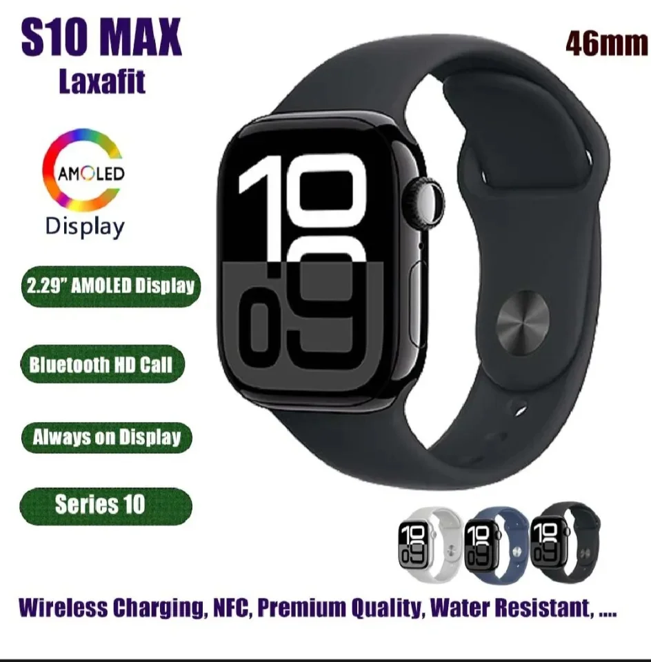 Original S10 Max Smart Watch 2.29 Inch AMOLED Display NFC Bluetooth Call Wireless Charging By Prolific