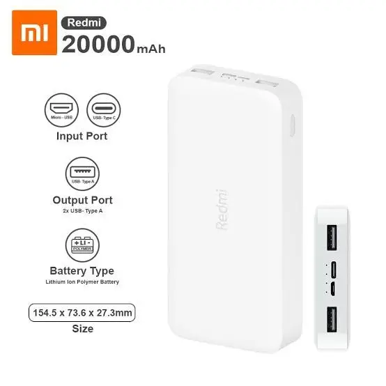 Redmi 20000mAh Fast Charging Power Bank - White