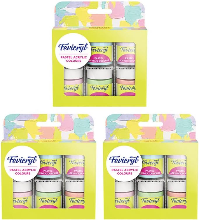 Fevicryl Multi Surface Pastel Acrylic Colours Kit 6 Shades X 15Ml | Ideal For Wood, Glass, Canvas, Metal, Plastic, Mould It | For Hobbyists, Artists, Diy Art And Craft