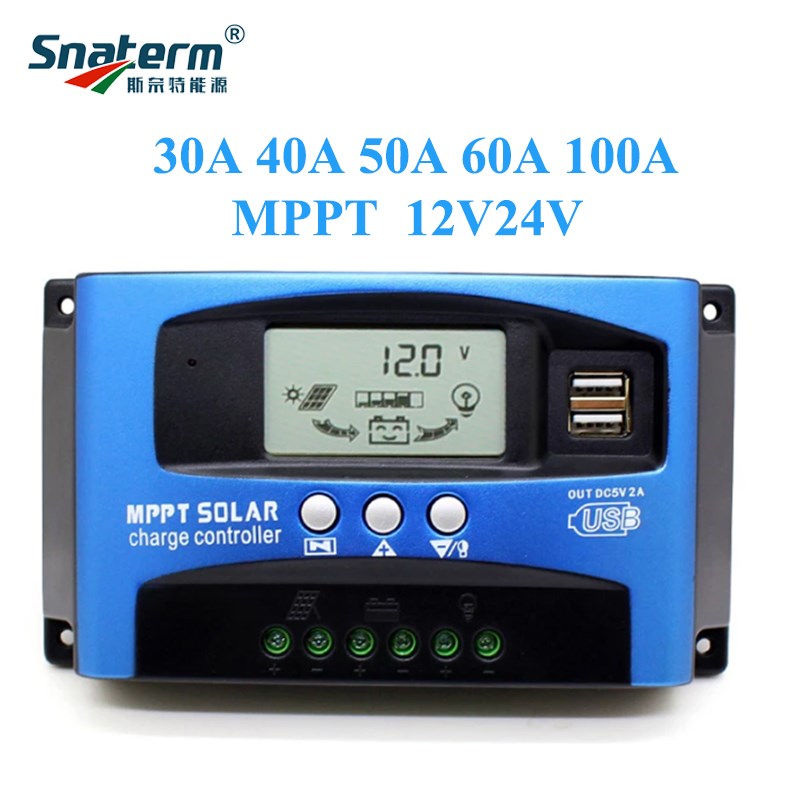 MPPT 30A 40A 50A 60A 100A Solar Charge Controller 12V/24V Solar Panel Battery Regulator Charge Controller Dual USB 5V2A Home use. 