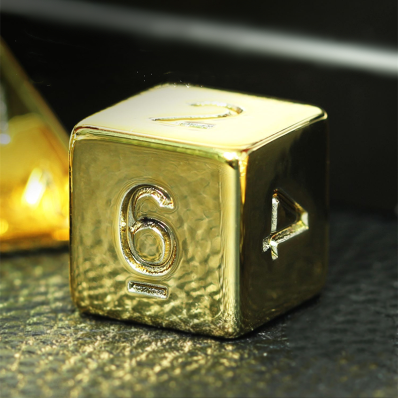 7-Piece Gold Plated Dice Set - D&D COC D4 D6 D8 D10 D% D12 D20 - Premium RPG Dice for Table Games, DND, MTG. 