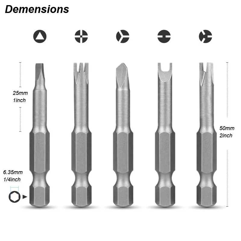 Precision Y U Shaped Triangle Screwdriver Magnetic Bit 1/4in Inner Cross Three Points Screw Driver Security Tip For Power Drill. 