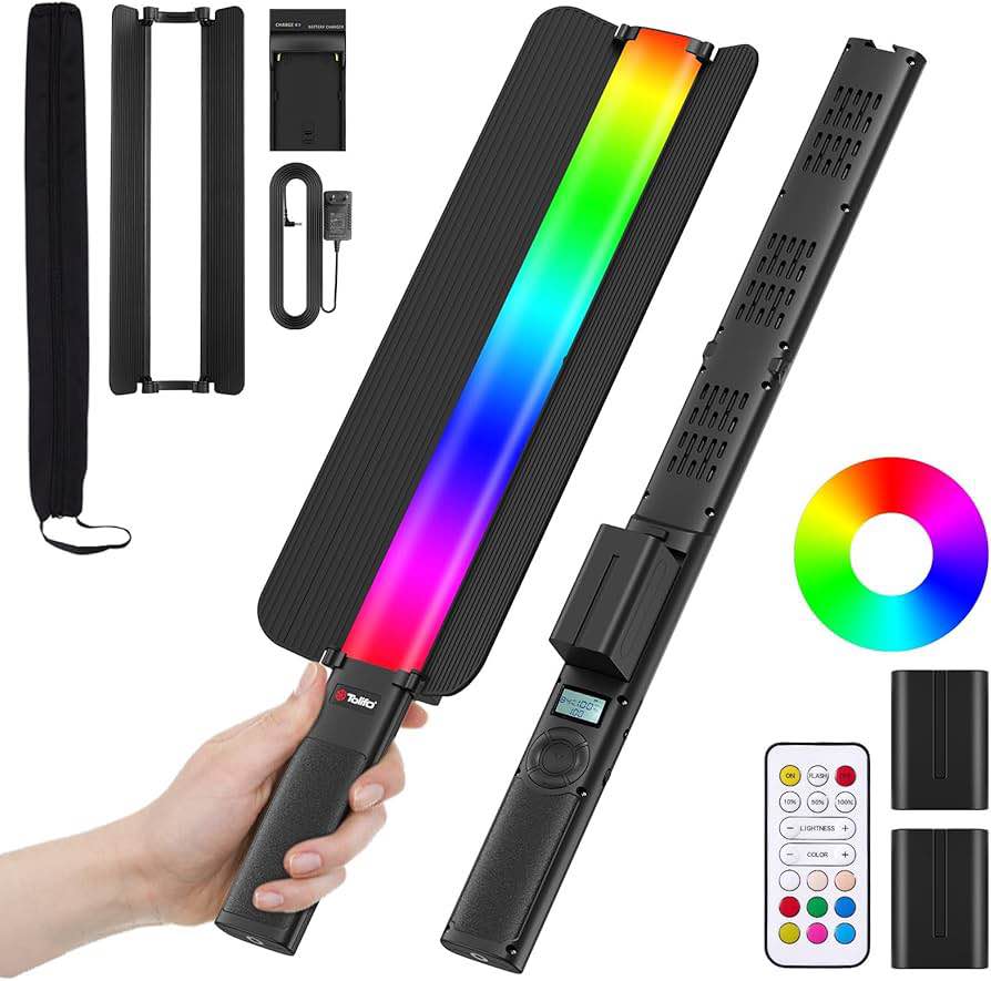 Light Stick ZGRL 2000 30W | Adjustable Brightness | Hue Cycle Adjustment & 2700K-7500K RGB LED Light Saber with Built-in Lithium Battery 10000mAH, with 20 Special Effect Modes (No Remote). 