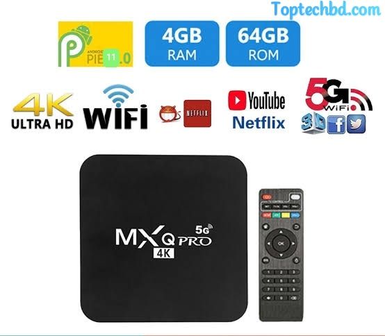 MXQ Pro 5G 4K 4GB RAM + 64GB ROM Android TV Box - Transform Your TV into a Smart Hub - Ideal for 4K Streaming and App Access - Stay Entertained. 