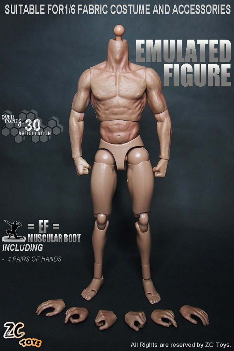 ZCtoys S001 1/6 Male Muscle Body with Neck 12 inch Super Flexible Soldier Action Figure Fit 1:6 Head Sculpt In Stock. 