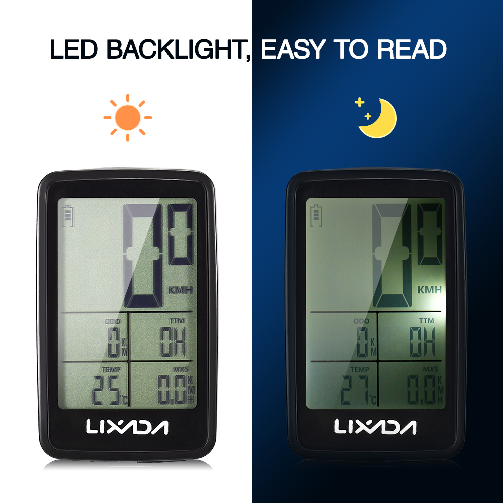 LIXADA BKV-1206 Wireless Bike Speedometer USB Rechargeable Bike Cycling Computer Bicycle Speed Meter Odometer Bicycle Computer. 