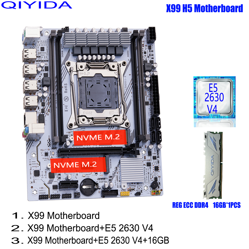 QIYIDA X99 Motherboard Set Kit With LGA2011-3 Xeon E5 2630
