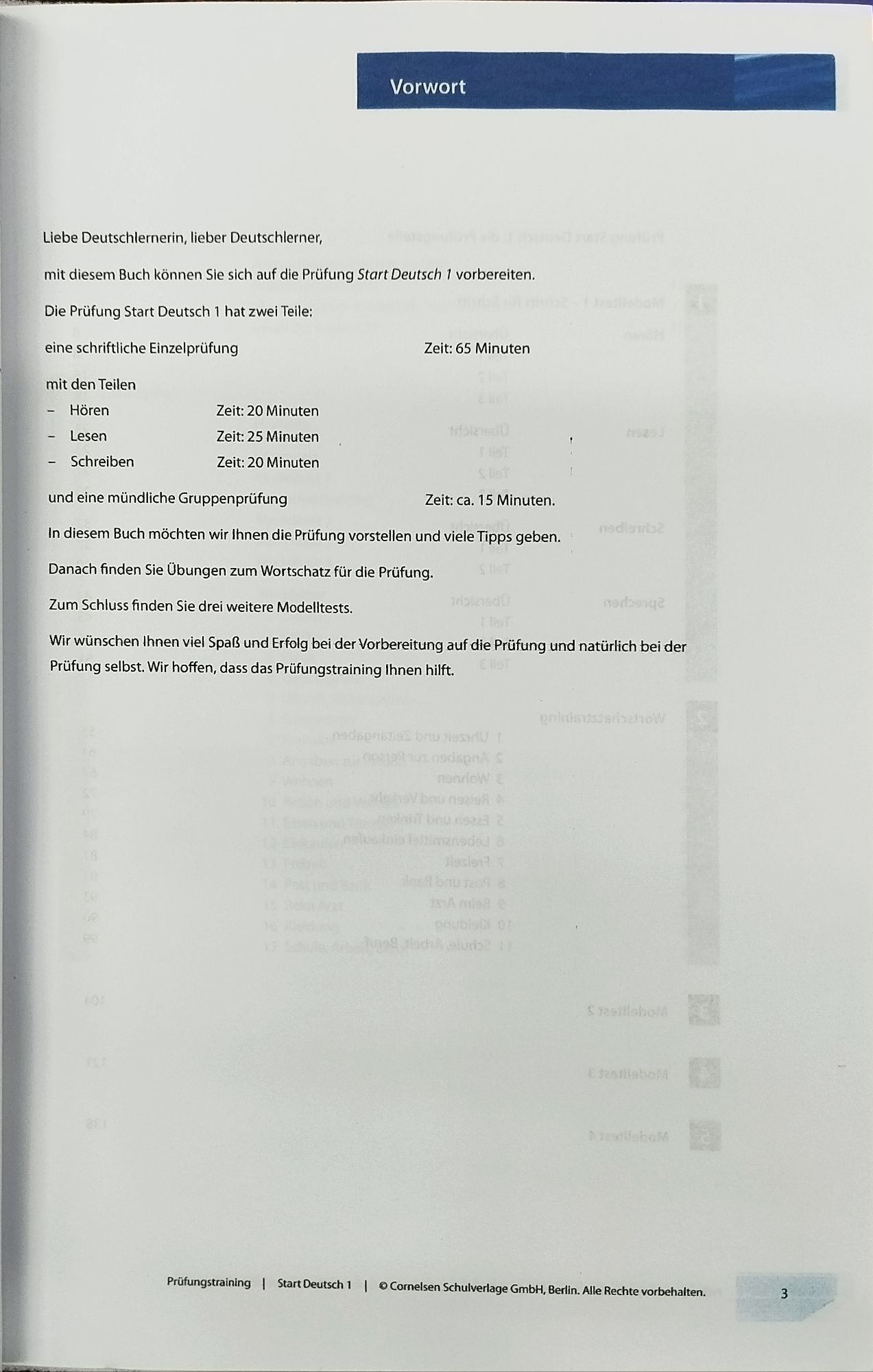 PRÜFUNGSTRAINING
START DEUTSCH 1 A1 JARMAN LANGUAGE. 