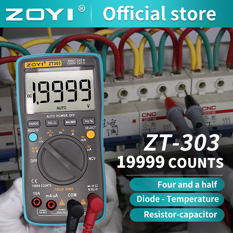 ZOYI ZT302 ZT303 Digital Multimeter 8000 19999 Counts True RMS Multifunction AC/DC Voltage Temperature Capacitance Tester DMM