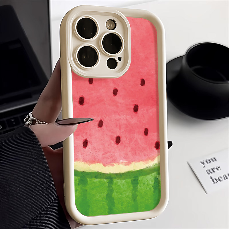 Korean Cute Watermelon Phone Case For iPhone 14 Pro Case iPhone 11 13 12 15 Pro Max XR XS X 7 8 Plus SE Matte Shockproof Cover. 