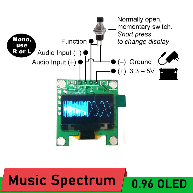 Mini 0.96" OLED Music Spectrum Display Analyzer mp3 power Amplifier Audio Level Indicator music rhythm Analyzer VU METER