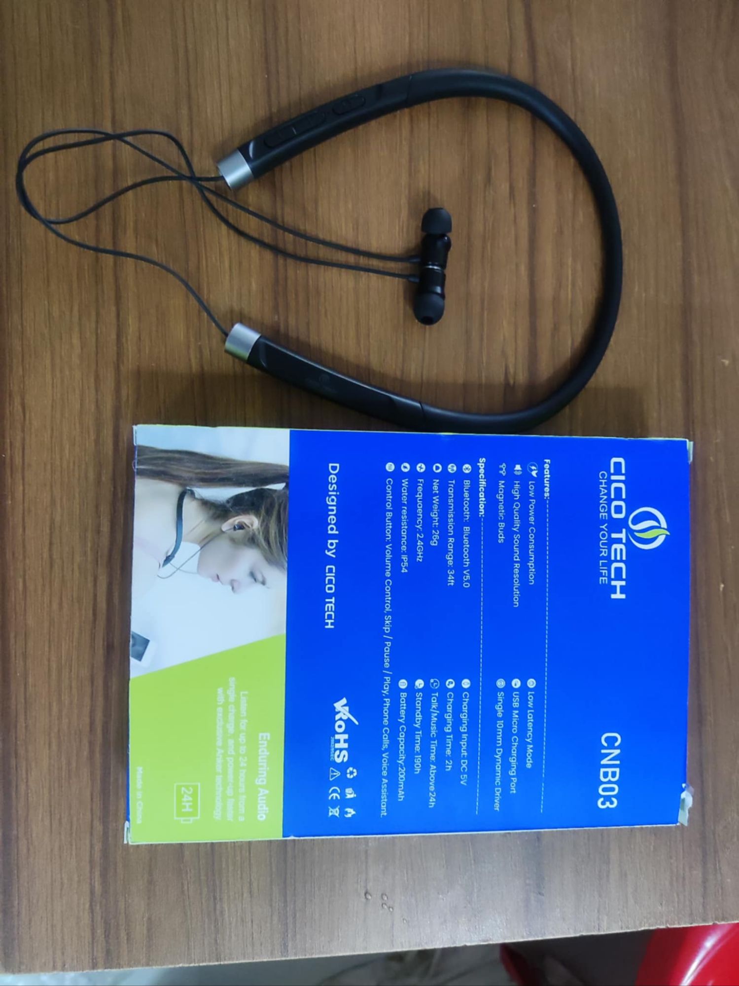CNB03 Bluetooth headset neck Hanging wireless Sports running headset in-ear game chicken Super long standby. 