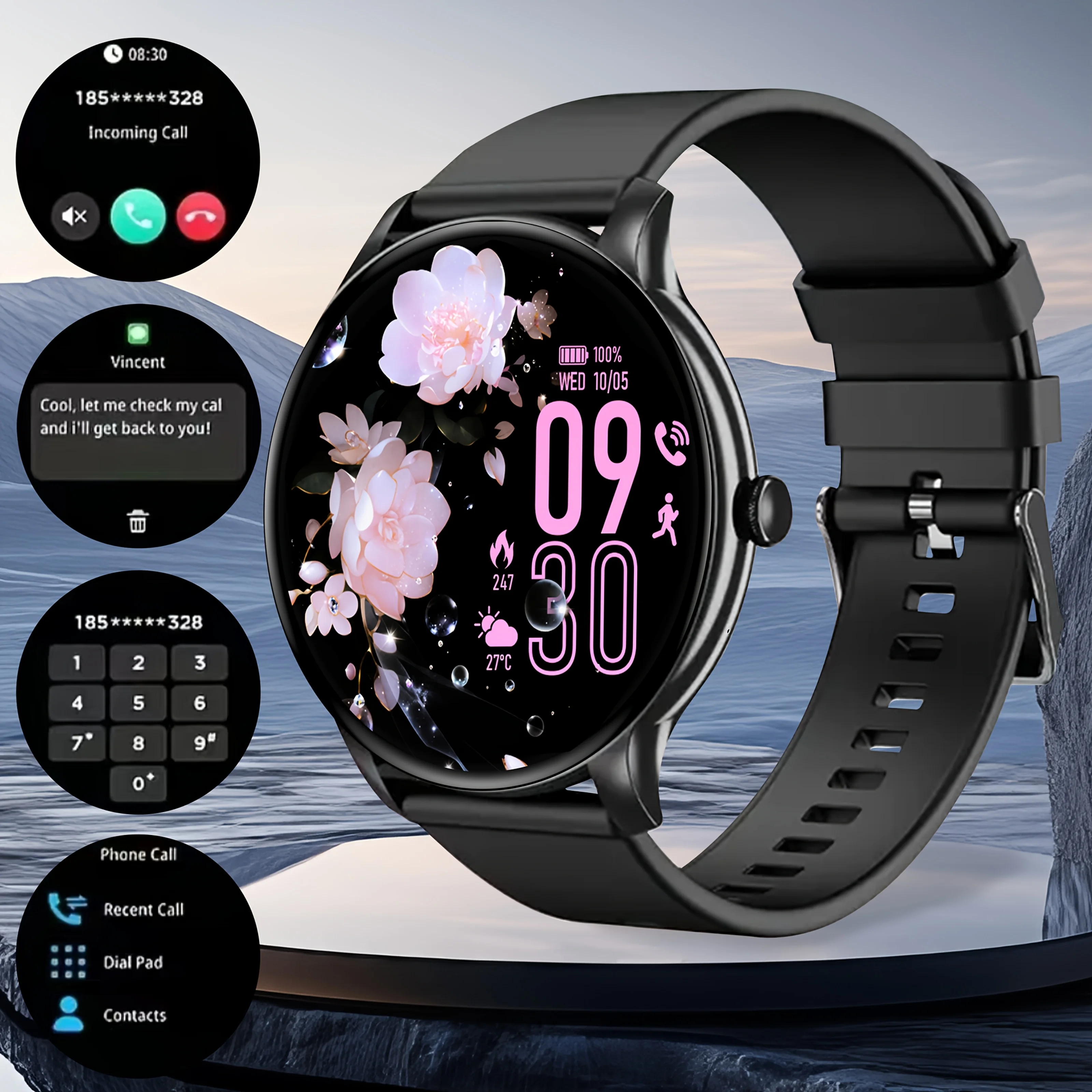 LAXASFIT 2026 New Smart Watch for Men Women 1.52-inch Full Touchscreen Make Calls Fitness Track Heart Rate Monitor Smartwatch