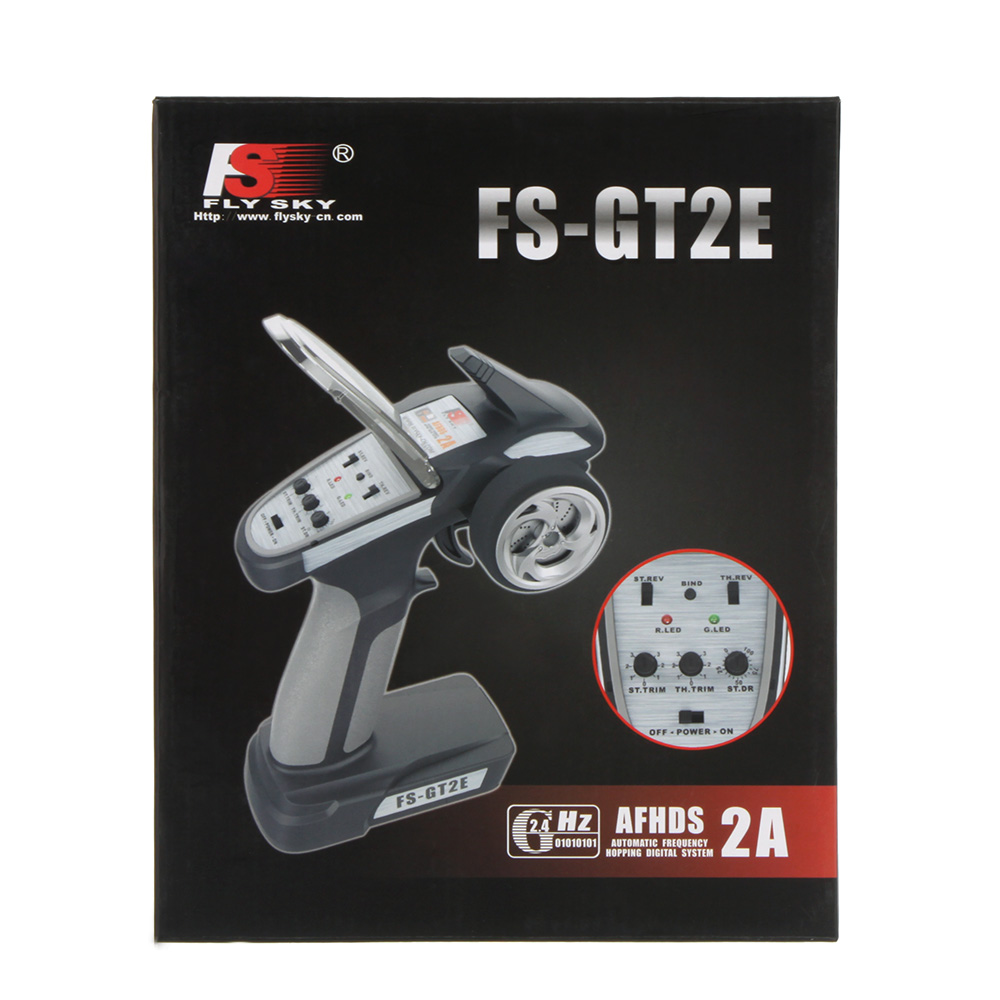 Flysky FS-GT2E AFHDS 2A 2.4ghz 2CH Radio System for RC Car Boat with FS-A3 Receiver. 