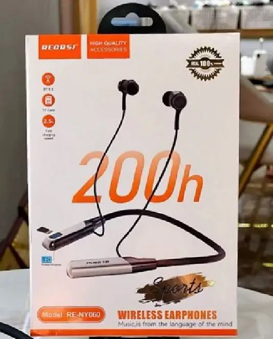 Recrsi wireless Neckband Bluetooth Earphone RE-NY060 চার্জিং ব্যাকআপ 200 ঘন্টা |