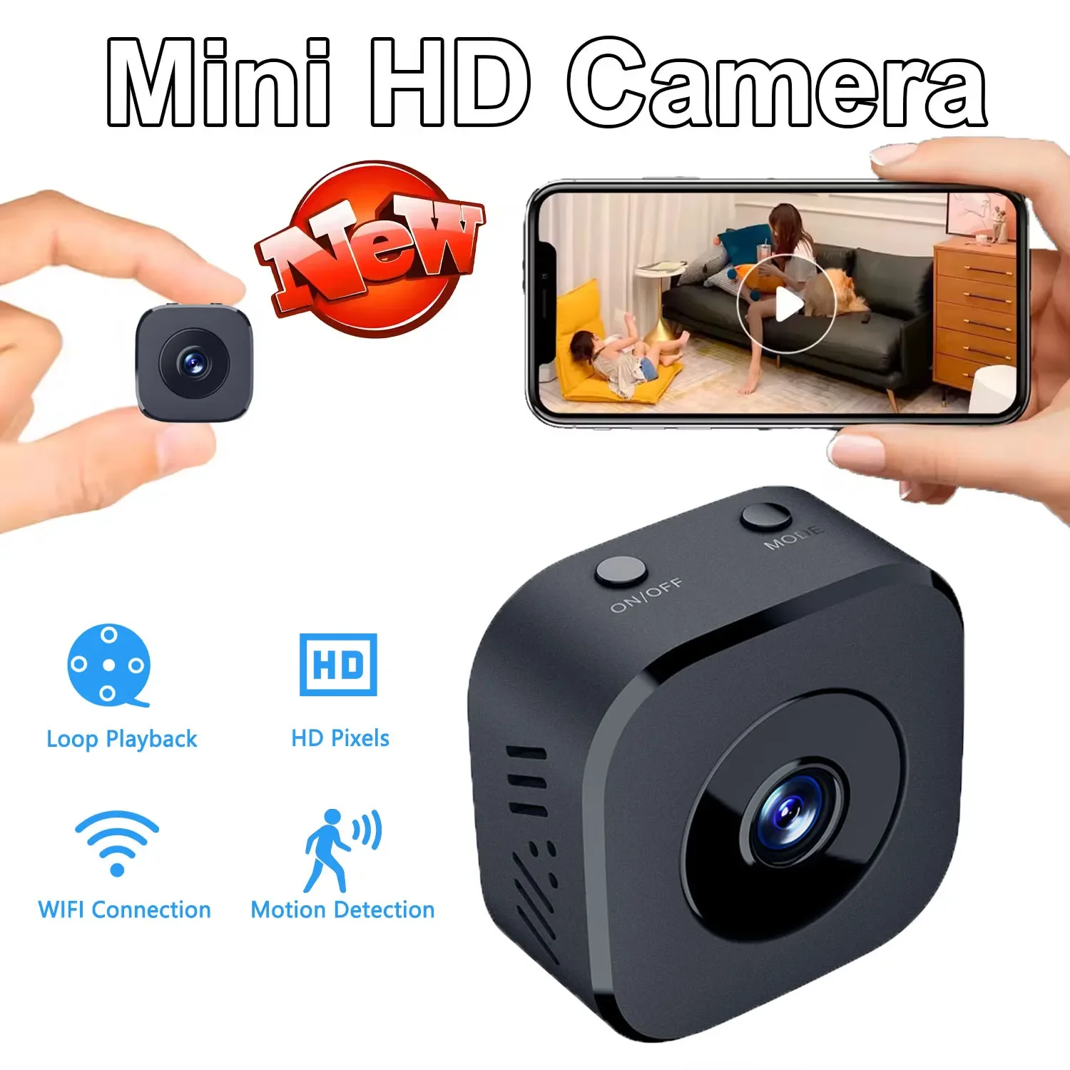 Security Camera Mini Full Color Night Vision High Definition WiFi Monitor Waterproof Motion Detect Surveillance Smart Home