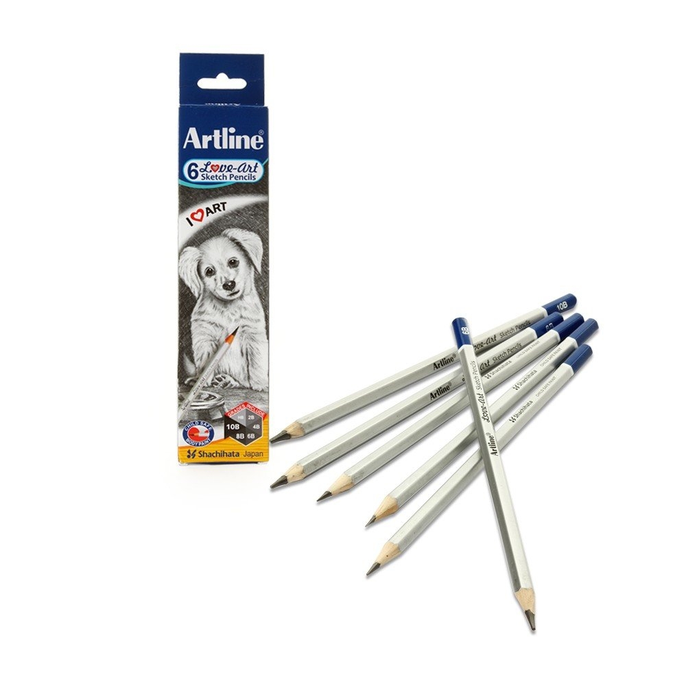 Artline Set Of 6 Sketch Pencils Hb, 2B, 4B, 6B, 8B, 10B - Mechanical Pencil. 