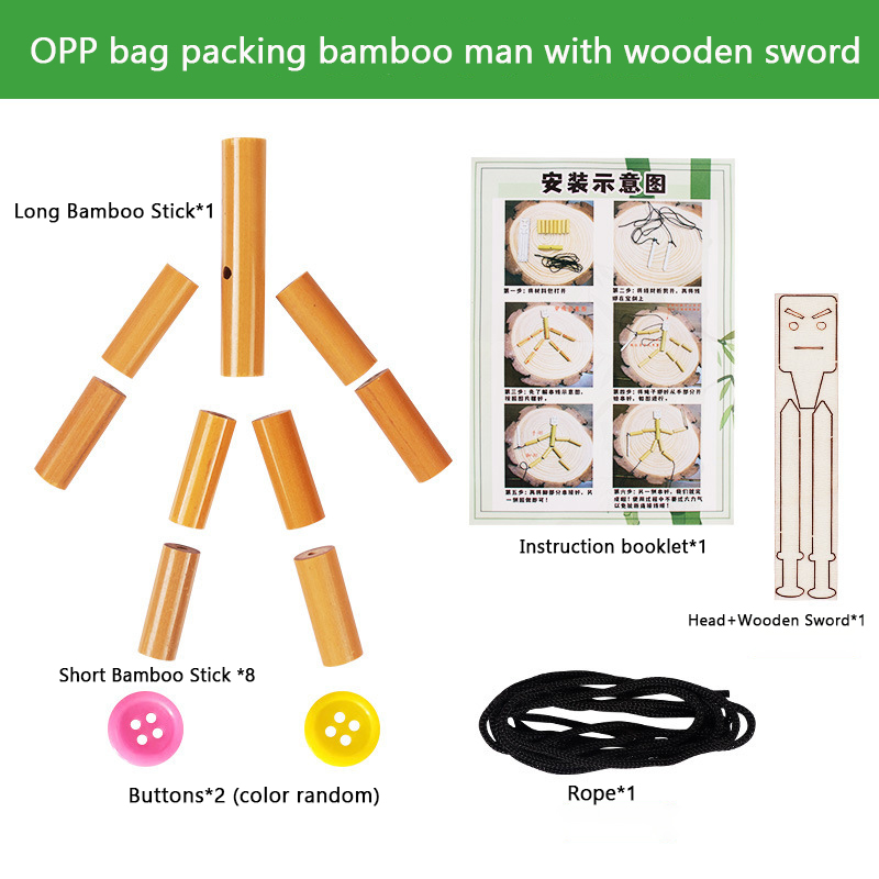 DIY Small Bamboo Man Two Player Battle Fun Interactive Party Games Educational Toy Desktop Thread Puppet Games Competition. 