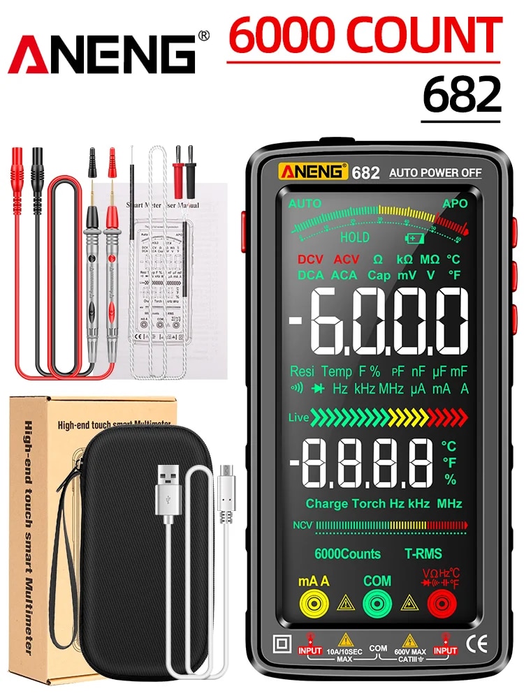 ANENG 682 VA Reverse Display Multimeter Ammeter Buzzer Teste Rechargeable Multimetry Multimeter Tester Electric Measuring Tools. 