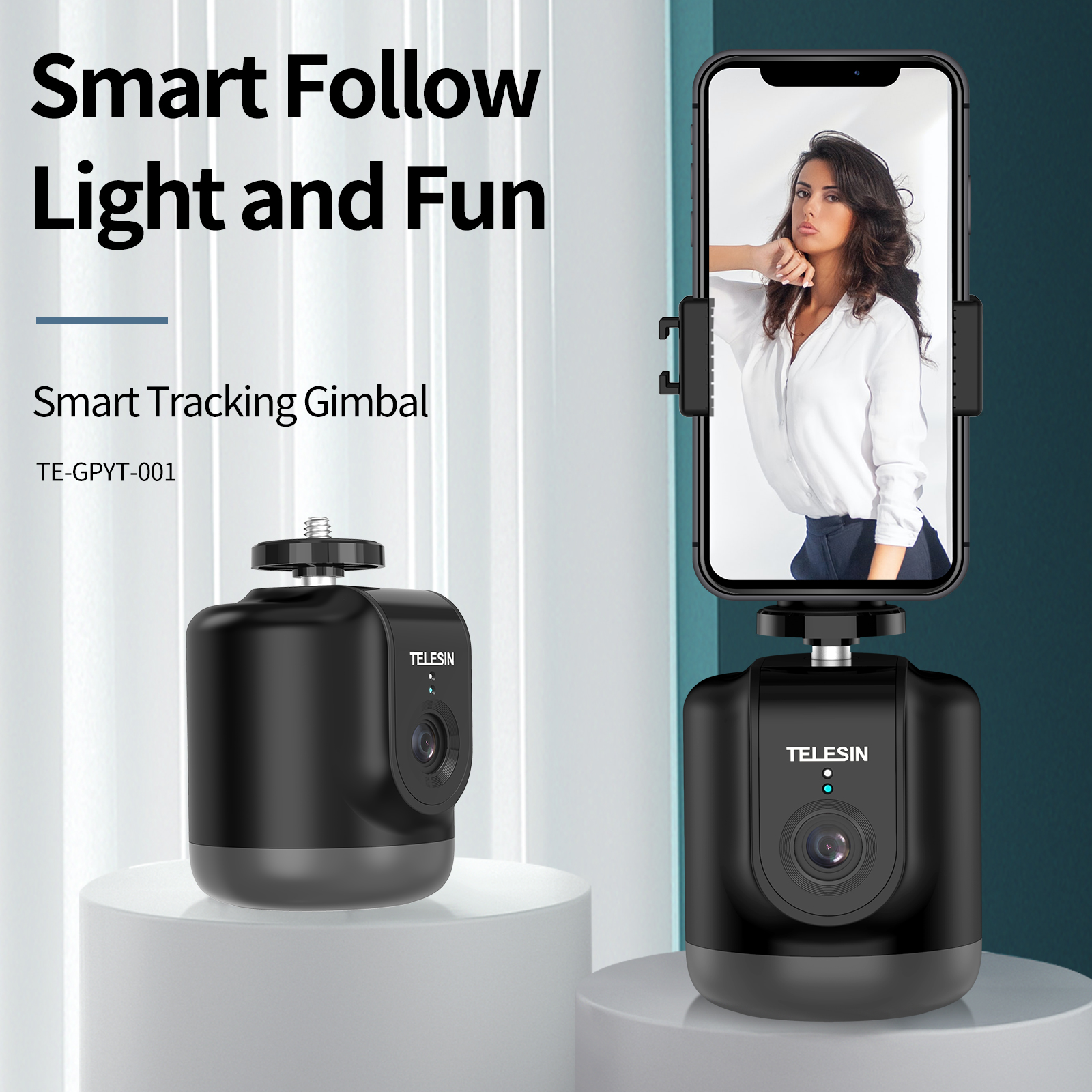 TELESIN AI Smart Shooting Gimbal Selfie 360° Rotation Auto Face Tracking Holder Camera Phone Vlog For GoPro 12 DJI Osmo Action. 