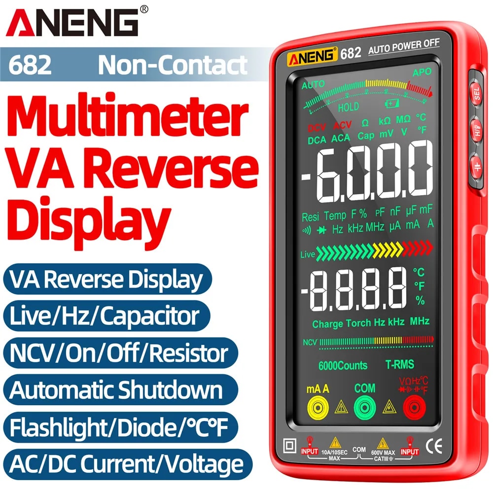ANENG 682 VA Reverse Display Multimeter Ammeter Buzzer Teste Rechargeable Multimetry Multimeter Tester Electric Measuring Tools. 