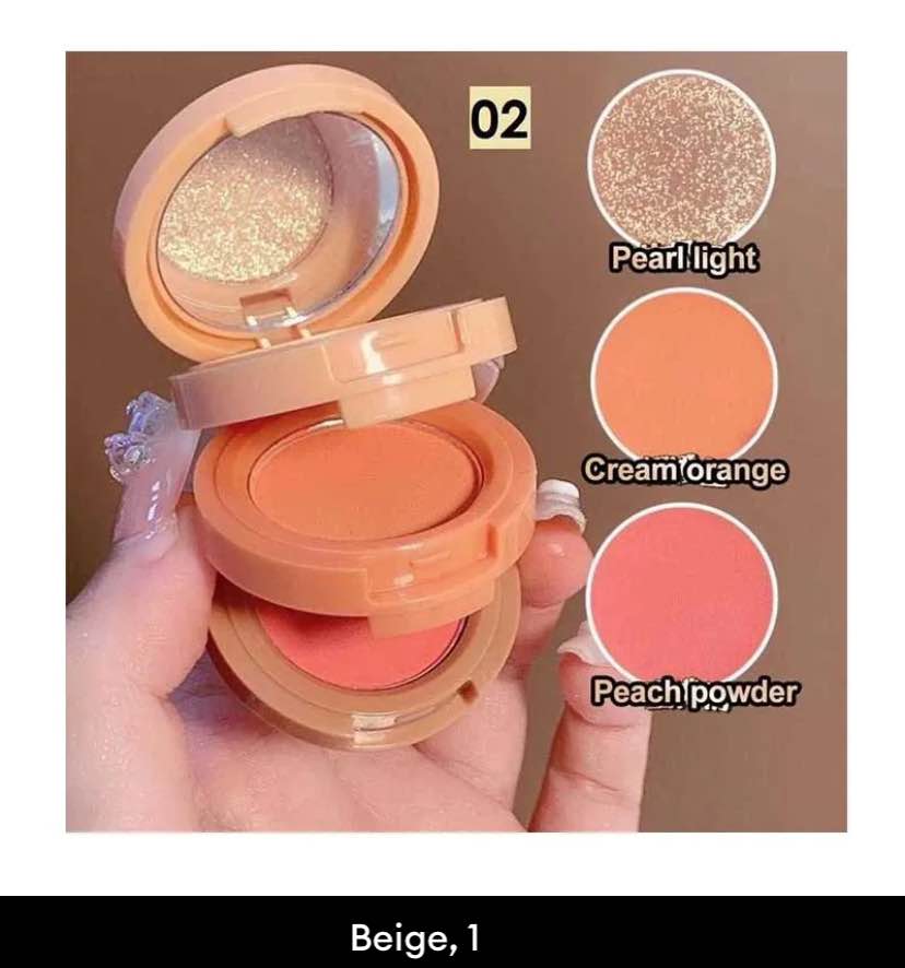 Miss Lara Blush & Highlighter 3 in 1... Shade:01..Shade:02. 