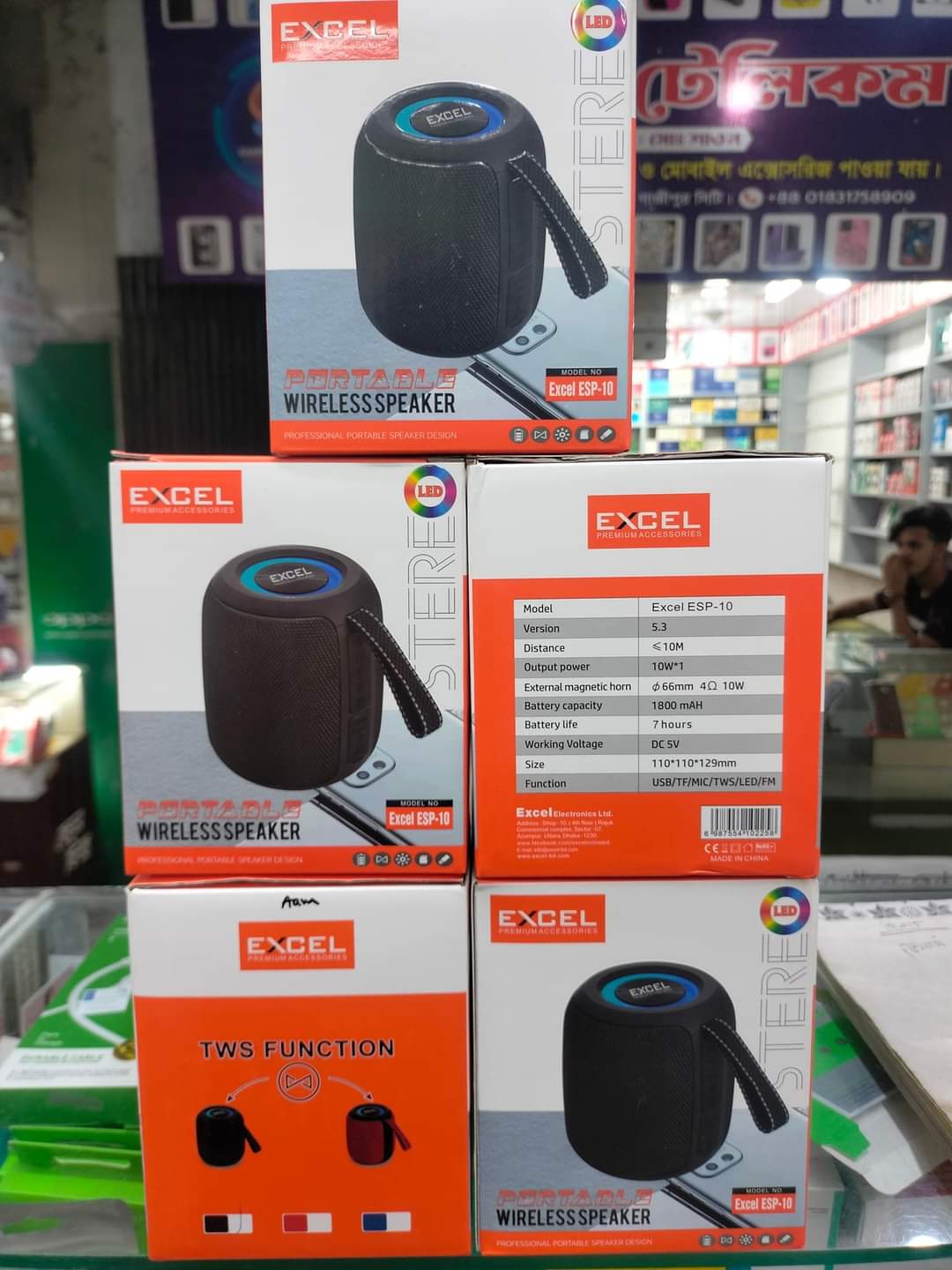 EXCEL ESP-10 High Quality Bluetooth Speaker 10W Multi-Media Bluetooth Party Speaker with RGB Lights, USB, SD Card, Handsfree Calling with TWS Function. 