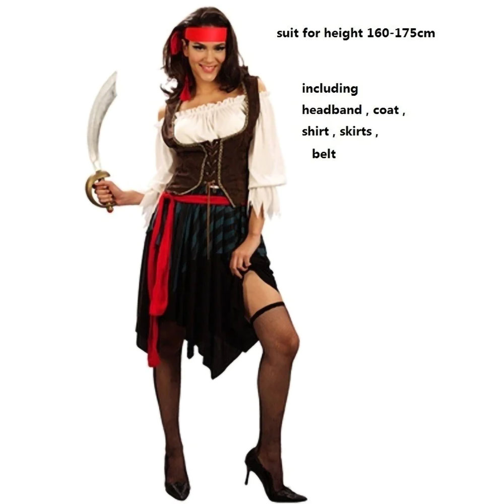 Pirate Cosplay Carnival Halloween Caribbean Pirates Couple Costume Captain Huntress Clubwear Play Suit Cosplay Fancy Party Dress. 