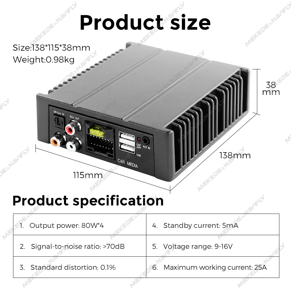 MEKEDE For Car Radio 4*80W Amplify Automotive Sound Modules DSP Car Audio Processor Electronics Automobiles Parts Accessories. 