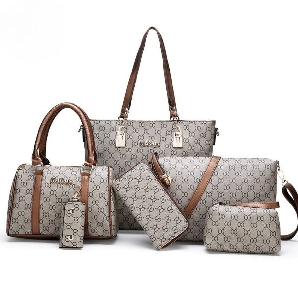 Luxury Color2024 New European and American Fashion & Trend Single Shoulder Crossbody Portable Mother and Child Bag Simple Contrast Color Six-Piece Women's Bag