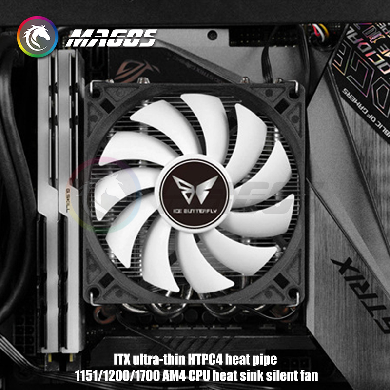 Mini ITX Case CPU Air Cooler Ultra-thin H39mm 4 Copper Heatpipes CPU Radiator 4Pin PWM For AMD AM4/ Intel 115X 1700 Platforms. 