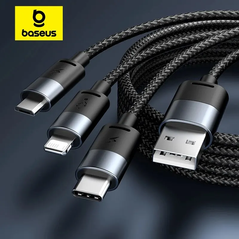 Baseus 3 in 1 USB Cable Micro USB Type C Fast Charger Micro USB Type C Data Cable For IP 14 13   