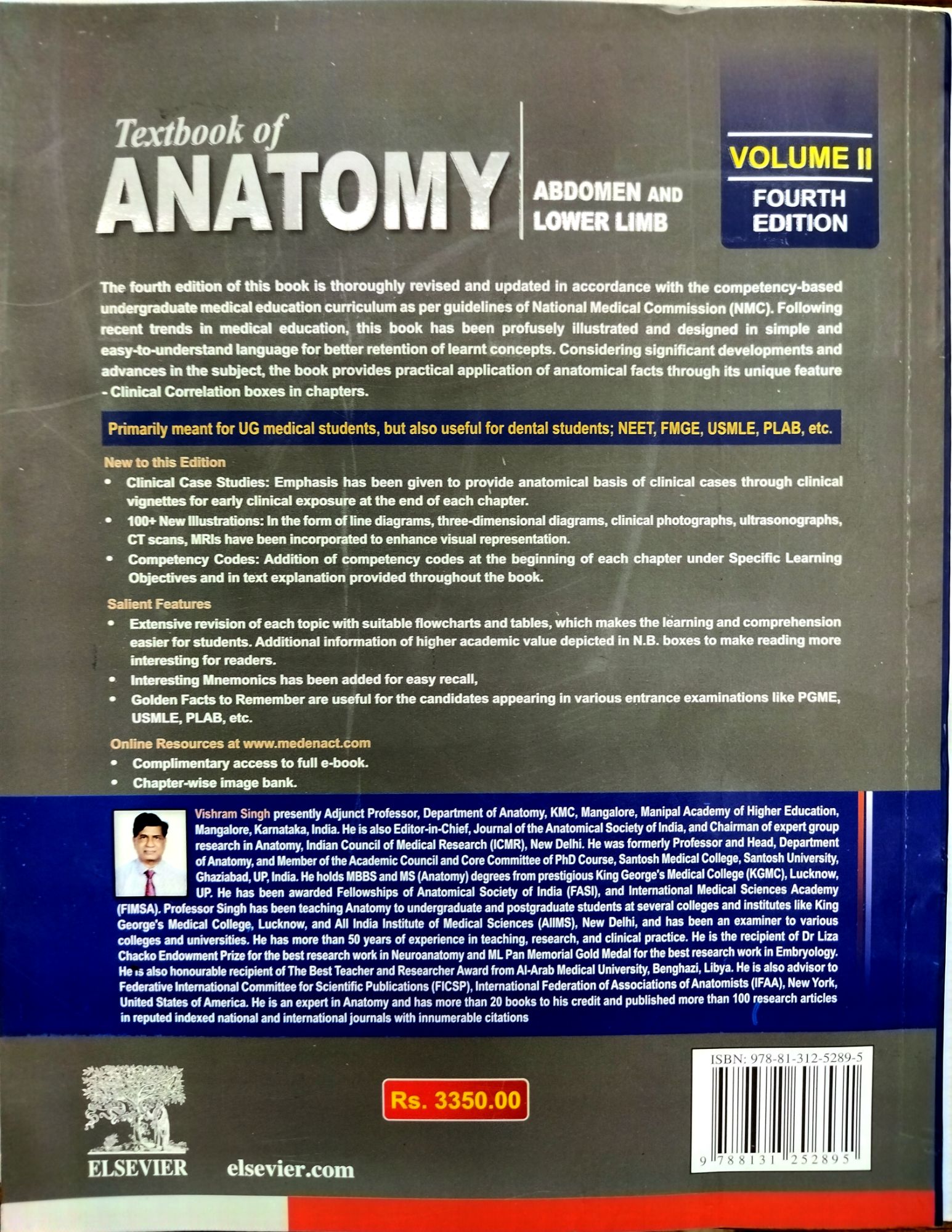 VISHRAM SINGH TEXTBOOK OF ANATOMY - ABDOMEN AND LOWER LIMB (VOLUME 2) FOURTH EDITION. 